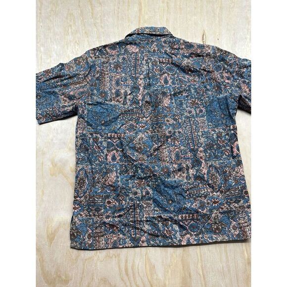 Vtg REYN SPOONER Men's Hawaiian Shirt Ethnic Brown Geometric USA L Cotton - Picture 3 of 5